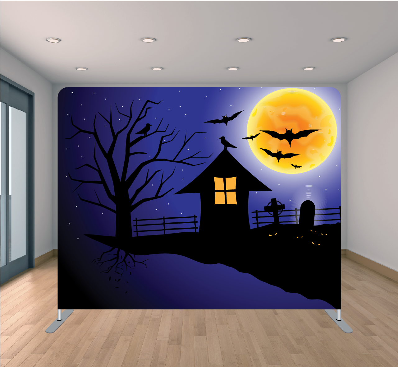 8x8ft Pillowcase Tension Backdrop- Haunted House 1