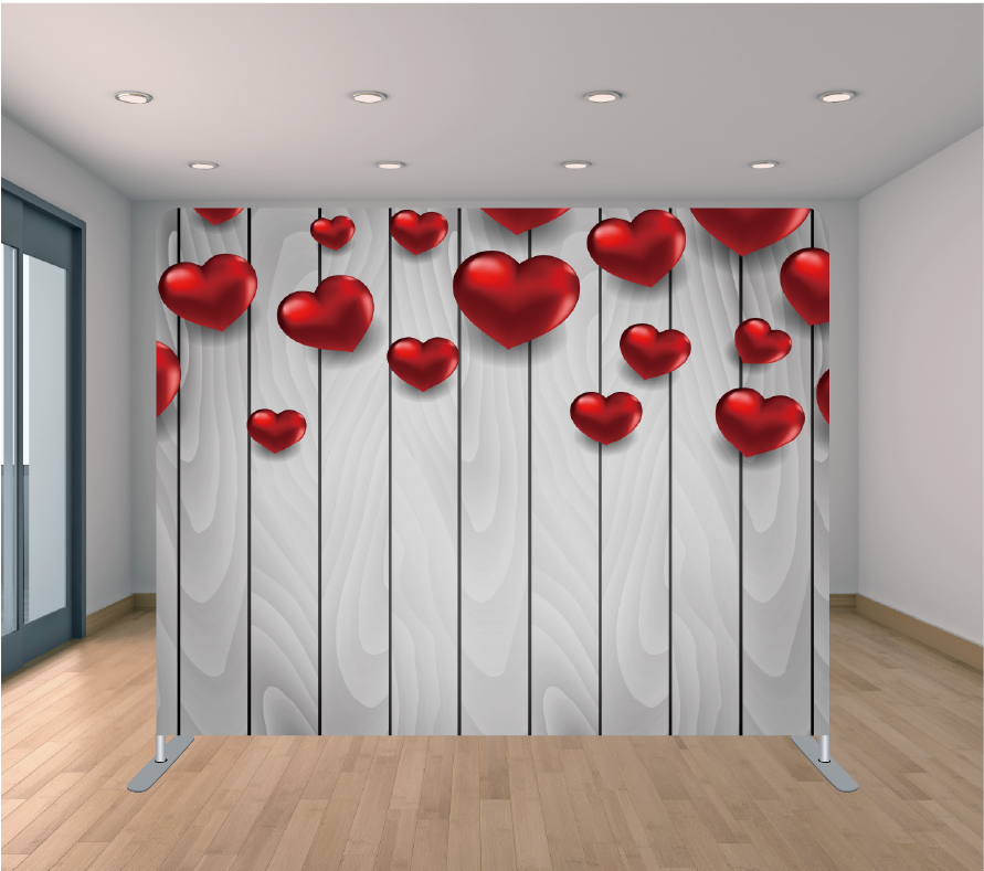 8X8ft Pillowcase Tension Backdrop- Hearts on Top