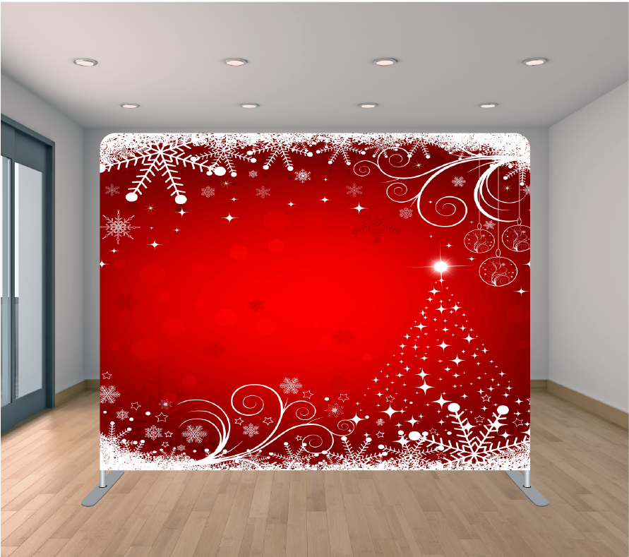 8X8ft Pillowcase Tension Backdrop- Holiday Red Flakes