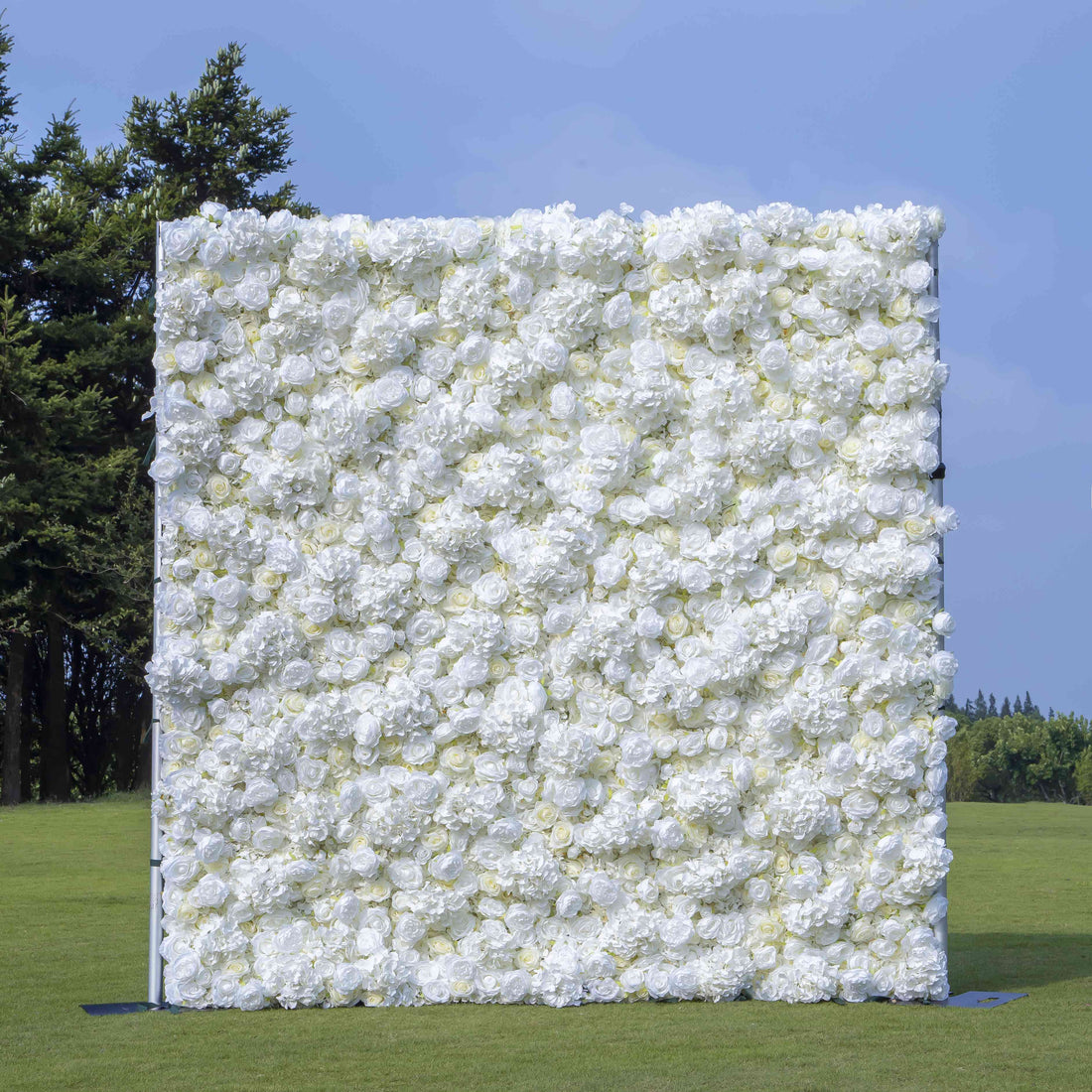 8X8 3D White Rose Flower Wall