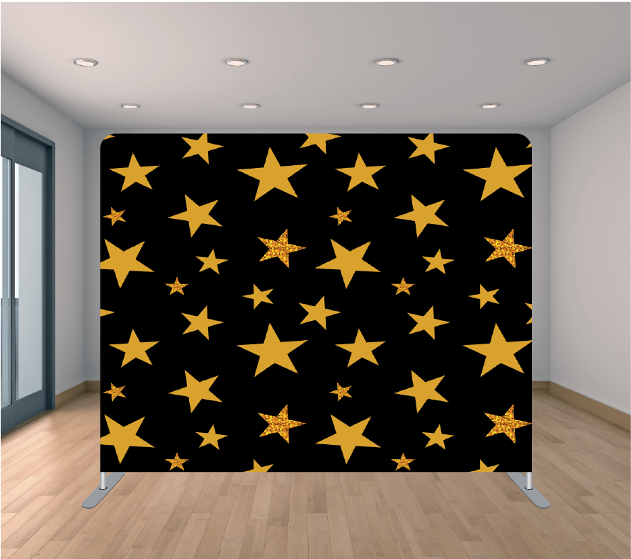 8X8ft Pillowcase Tension Backdrop- Large Gold Stars