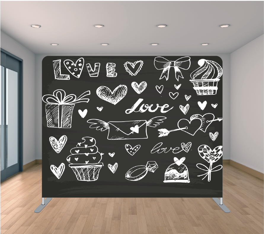 8x8ft Pillowcase Tension Backdrop- Love Chalkboard