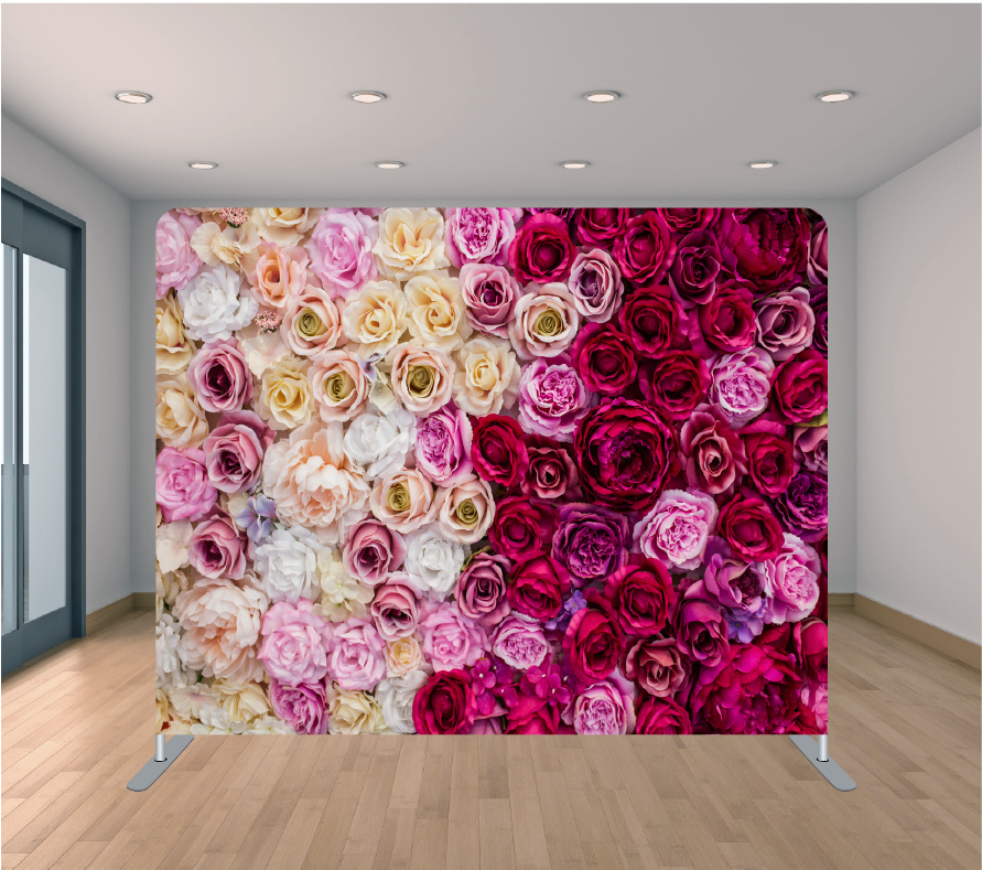 8X8ft Pillowcase Tension Backdrop- Mixed Rose Petals