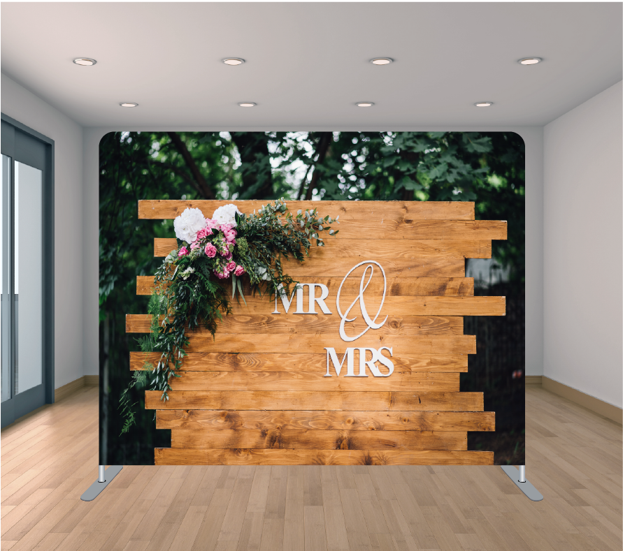 8x8ft Pillowcase Tension Backdrop- Mr. and Mrs.
