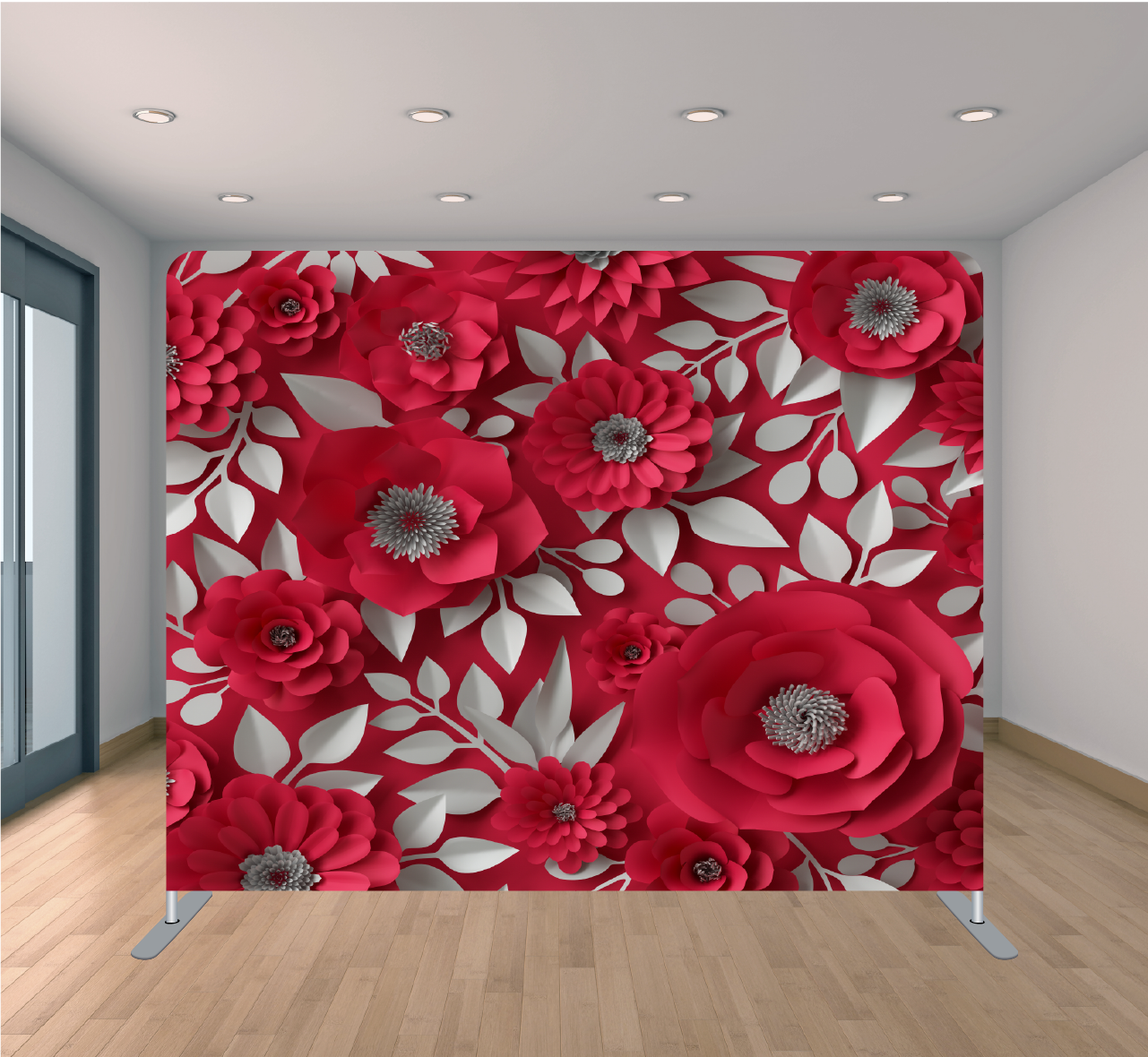 8x8ft Pillowcase Tension Backdrop- Red Paper Floral