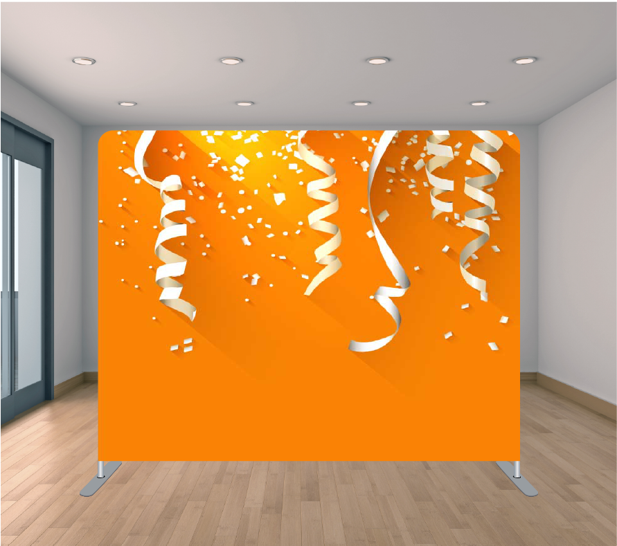 8X8ft Pillowcase Tension Backdrop- Orange Confetti