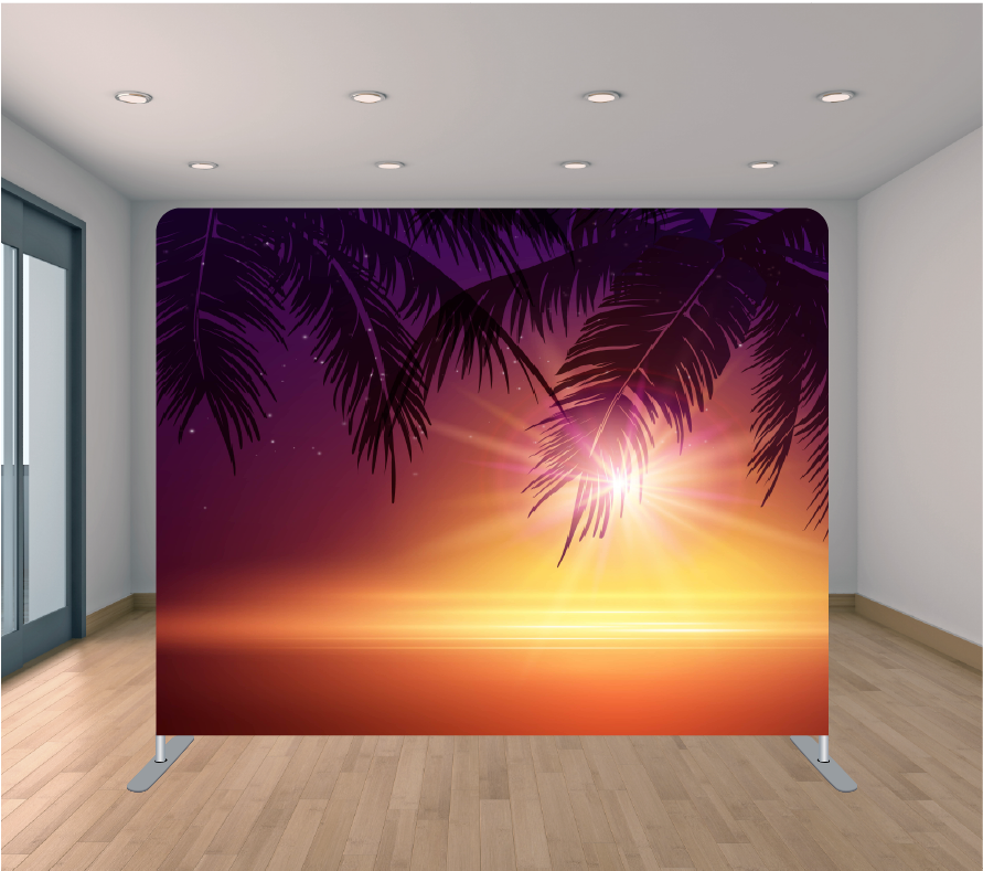 8X8ft Pillowcase Tension Backdrop- Palm Sunset