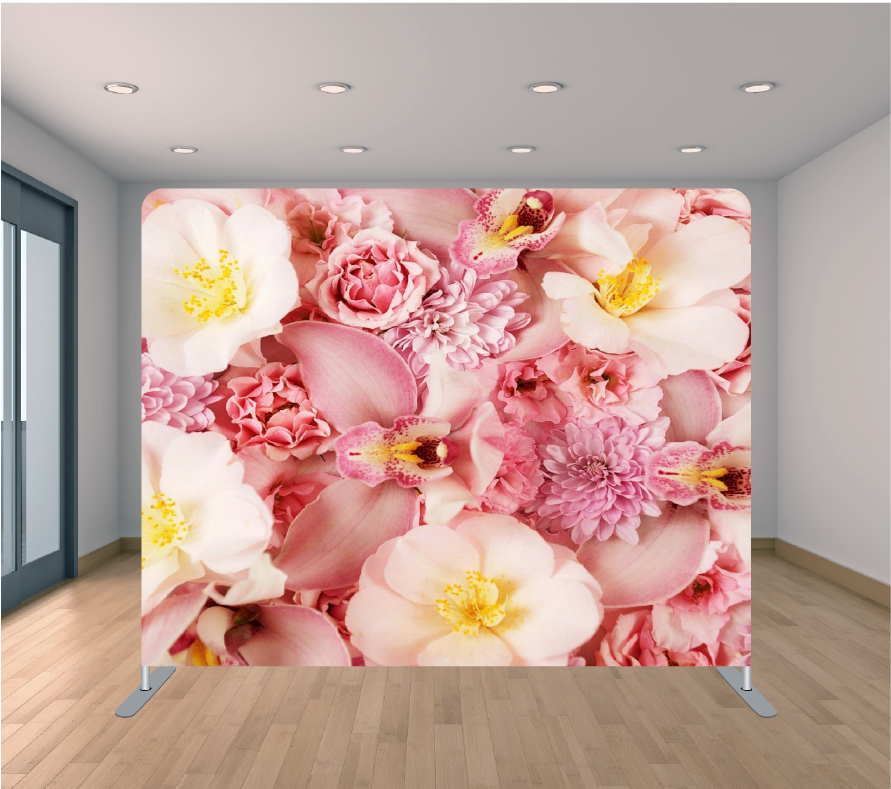 8x8ft Pillowcase Tension Backdrop- Pink Bulb Floral