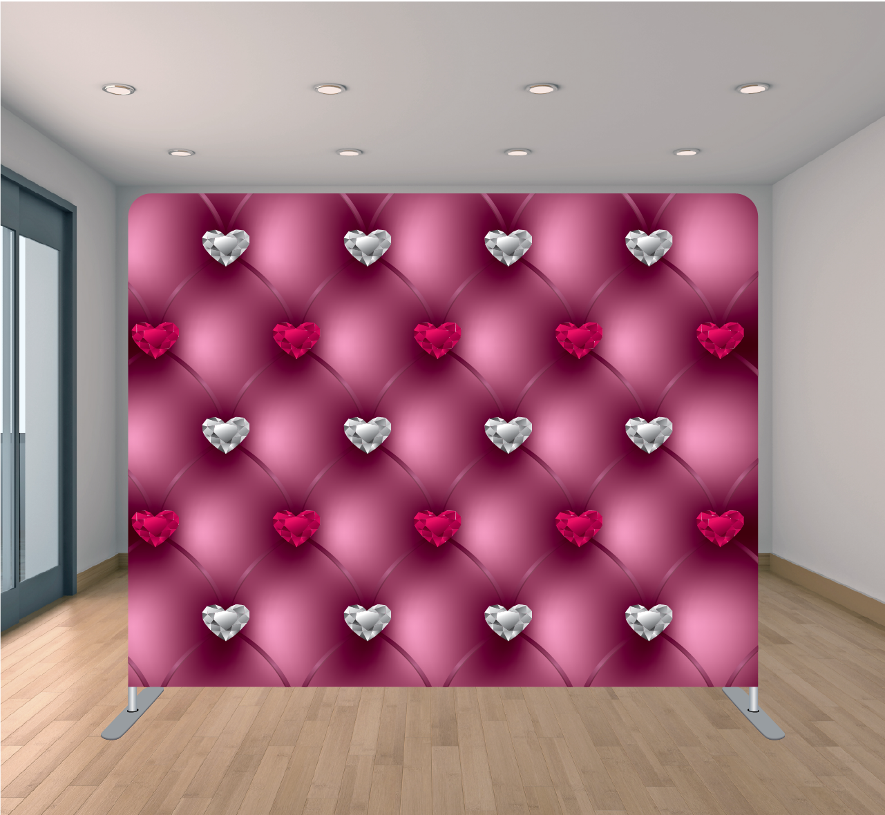 8x8 Pillowcase Tension Backdrop- Pink Diamond Heart