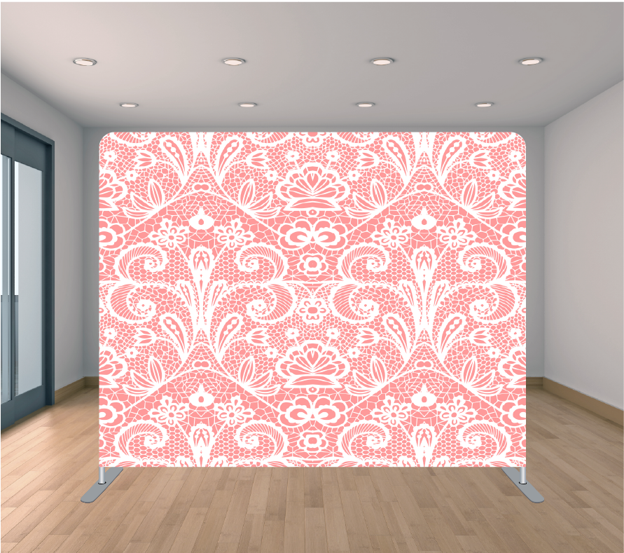 8X8ft Pillowcase Tension Backdrop- Pink Lace