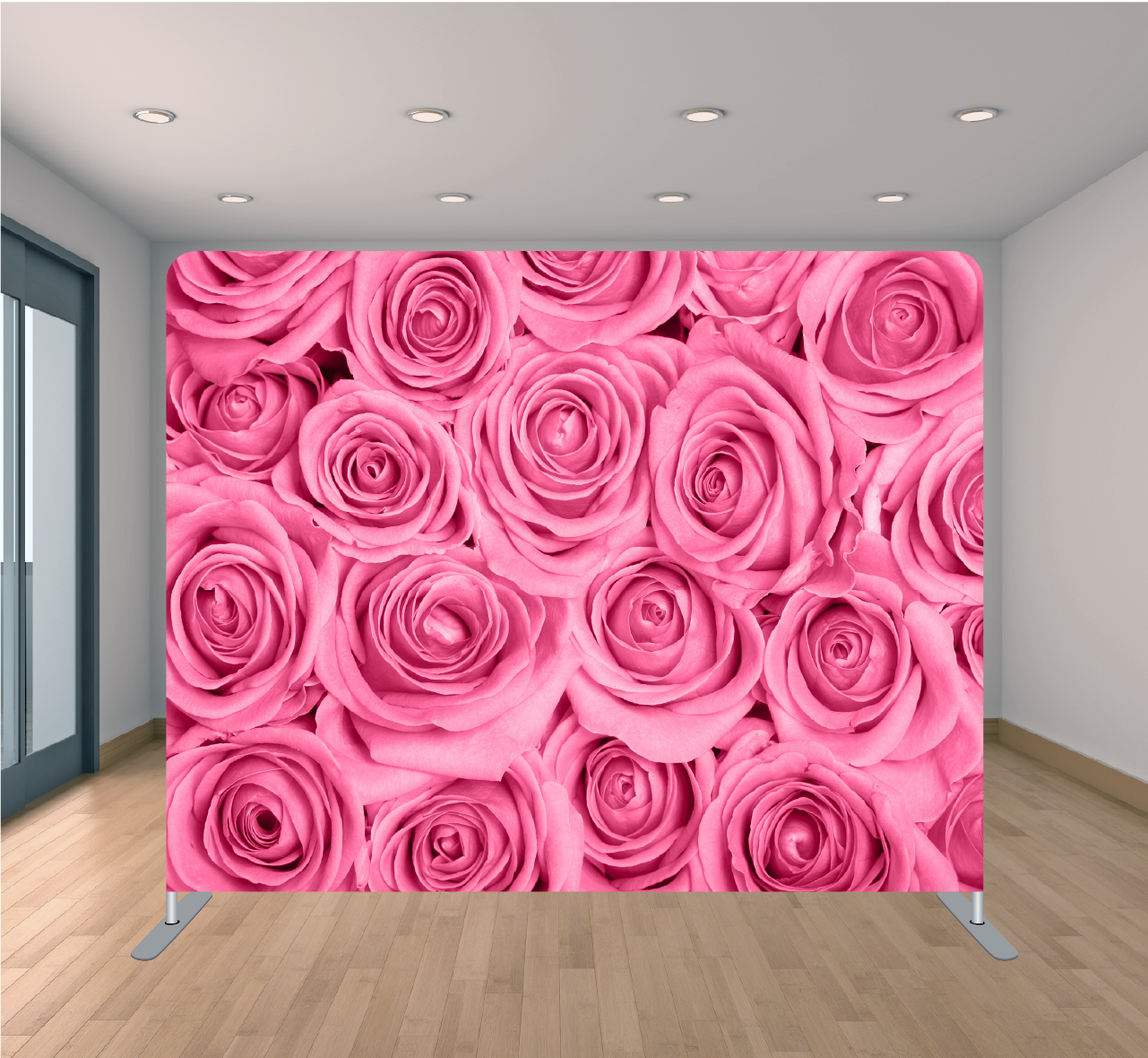 8x8ft Pillowcase Tension Backdrop- Pink Roses