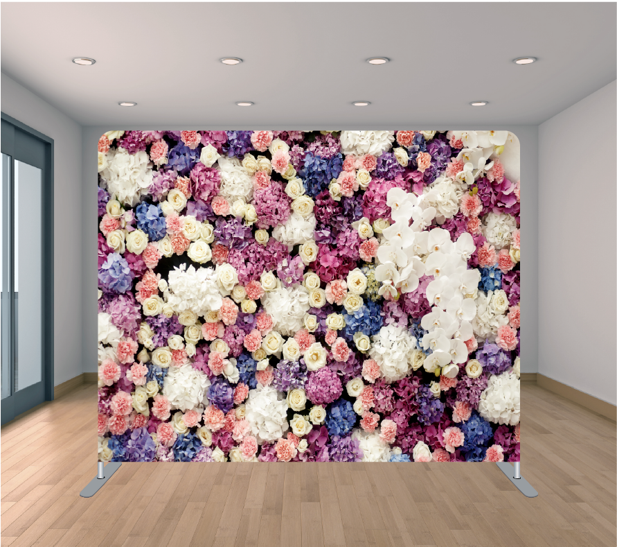 8x8ft Pillowcase Tension Backdrop- Plum Flowers