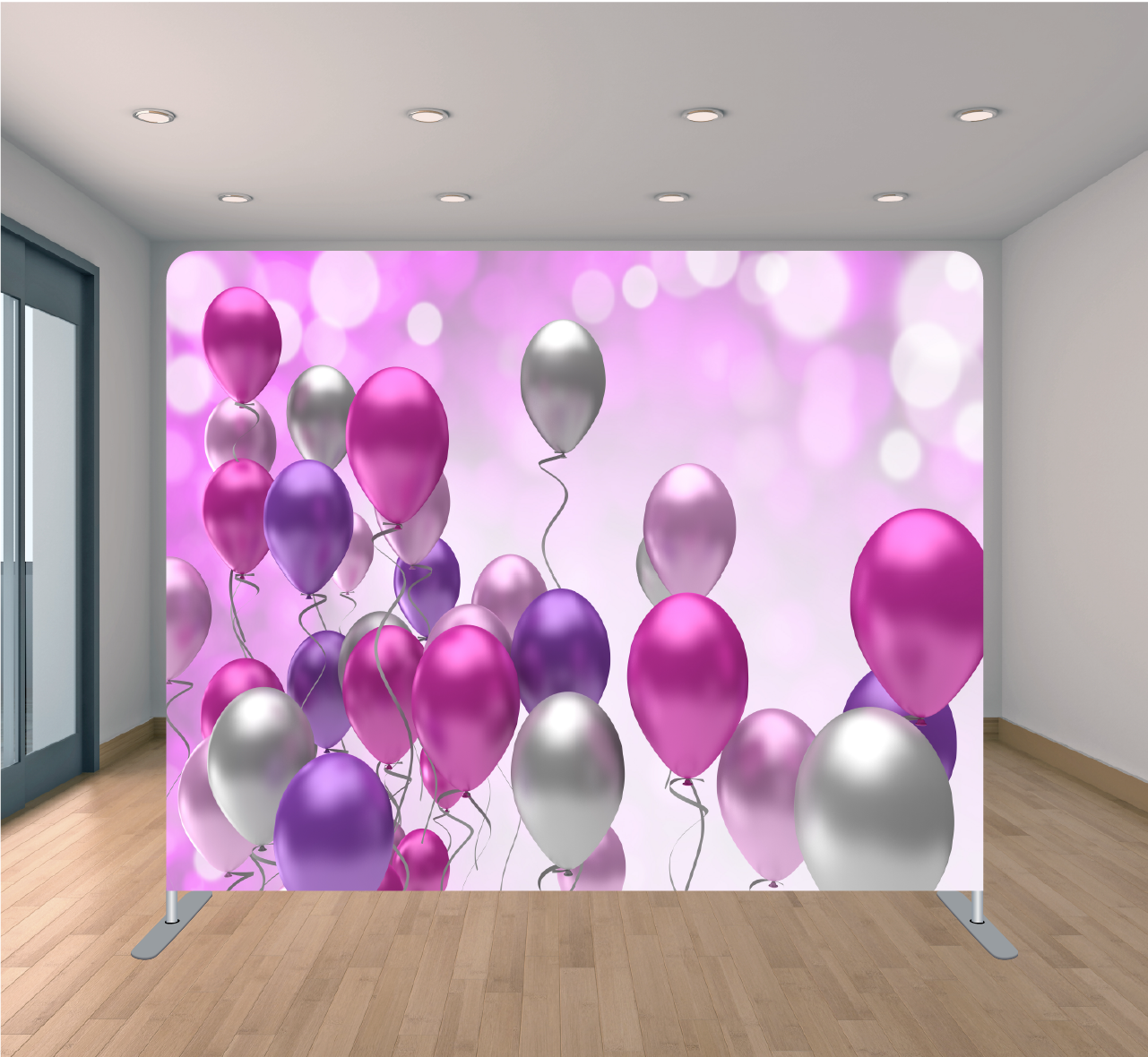 8X8 Pillowcase Tension Backdrop- Purple Balloons