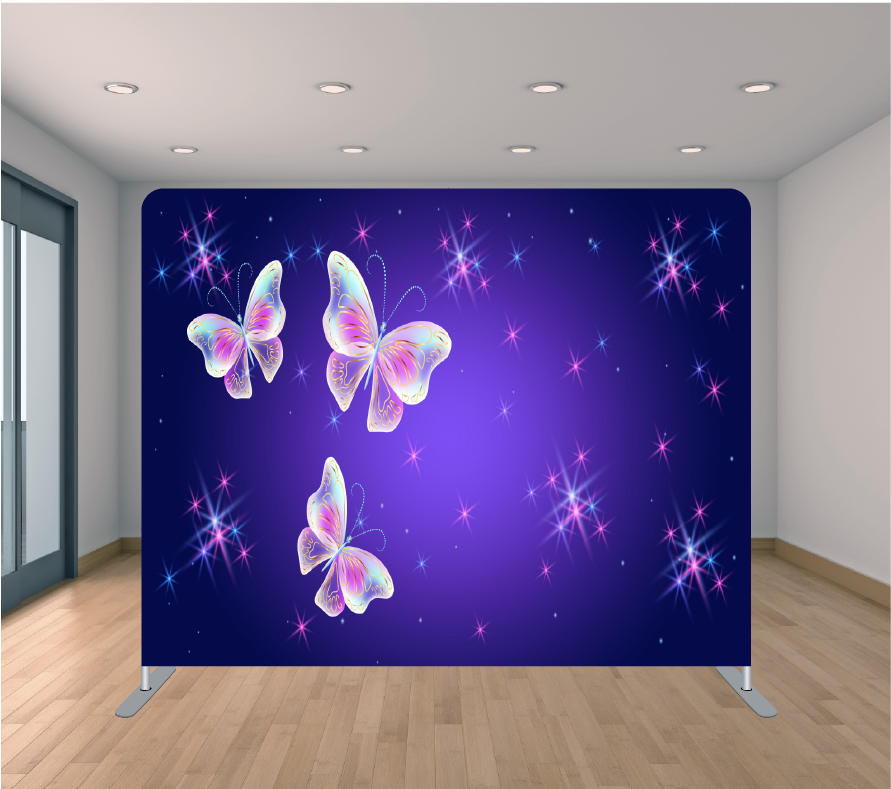 8X8ft Pillowcase Tension Backdrop- Purple Butterfly