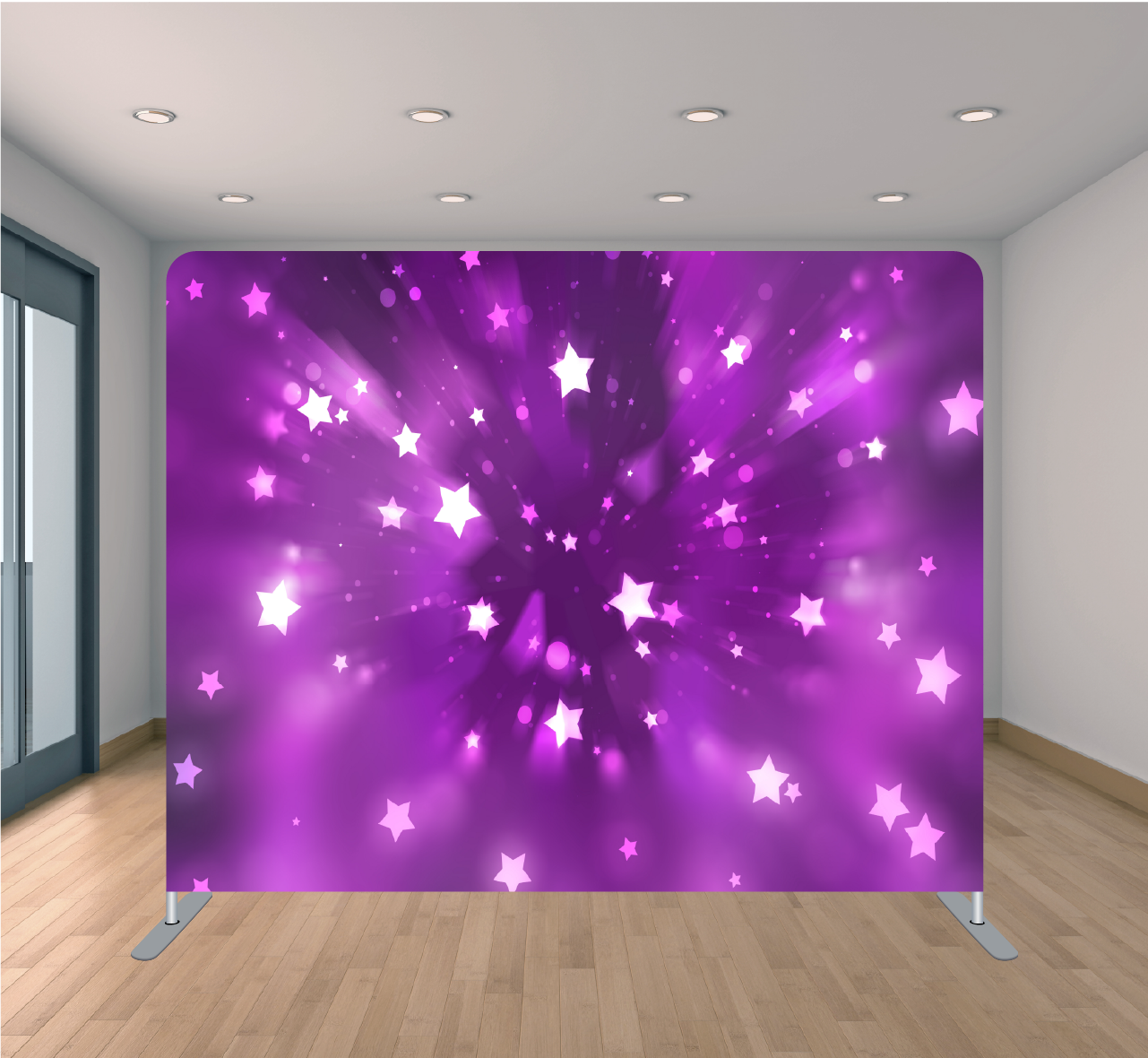 8x8ft Pillowcase Tension Backdrop- Purple Stars
