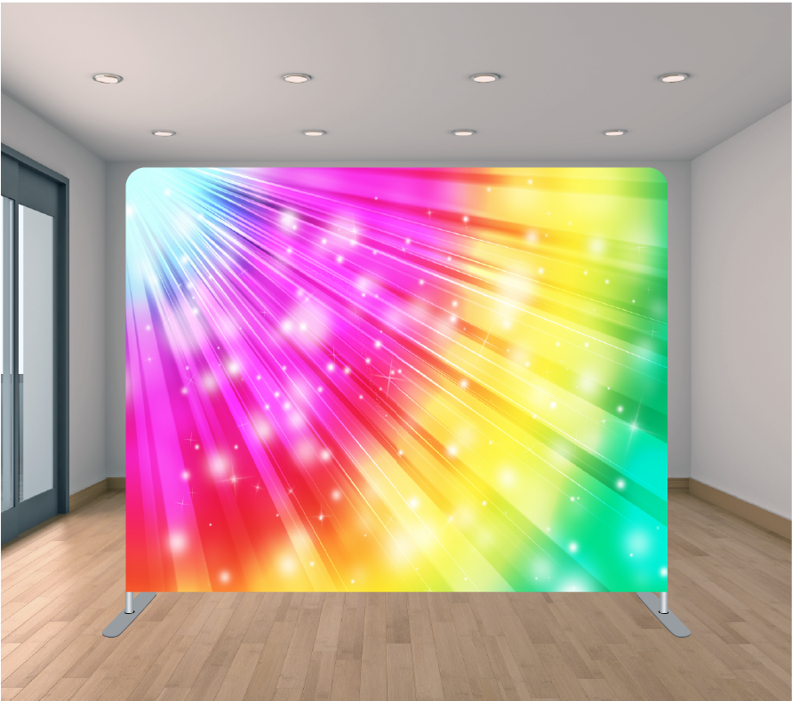 8X8ft Pillowcase Tension Backdrop- Rainbow Bright