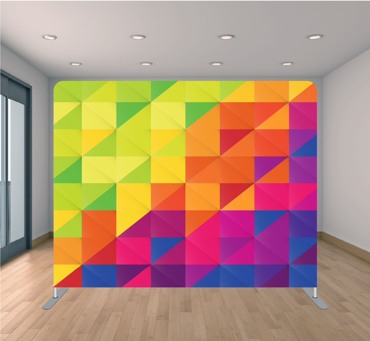 8X8ft Pillowcase Tension Backdrop- Rainbow Squares