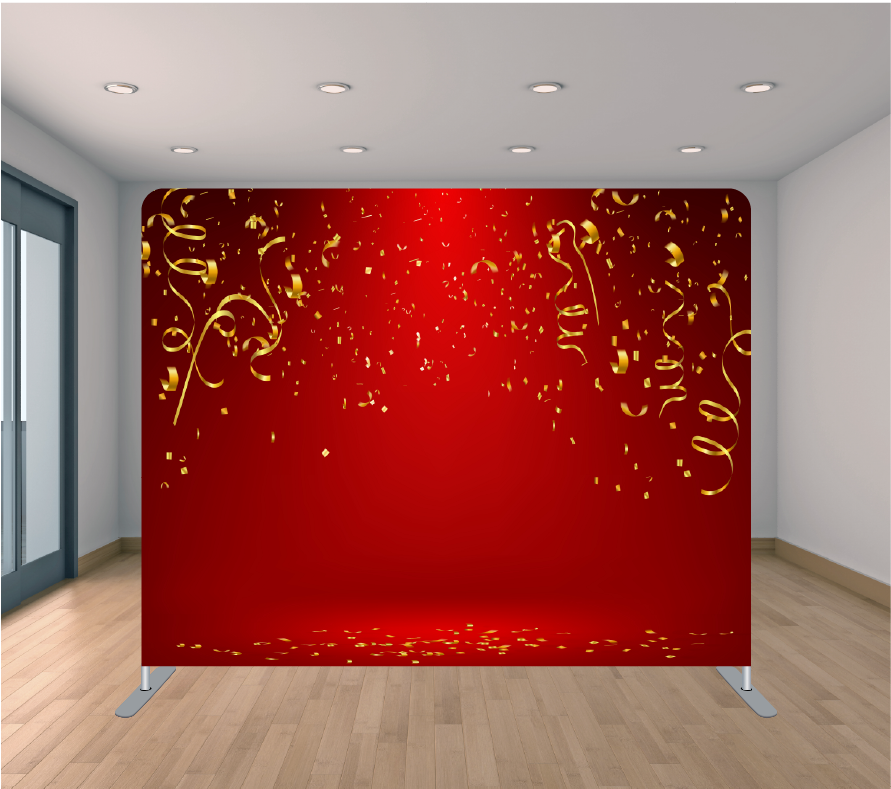 8X8ft Pillowcase Tension Backdrop- Red Confetti