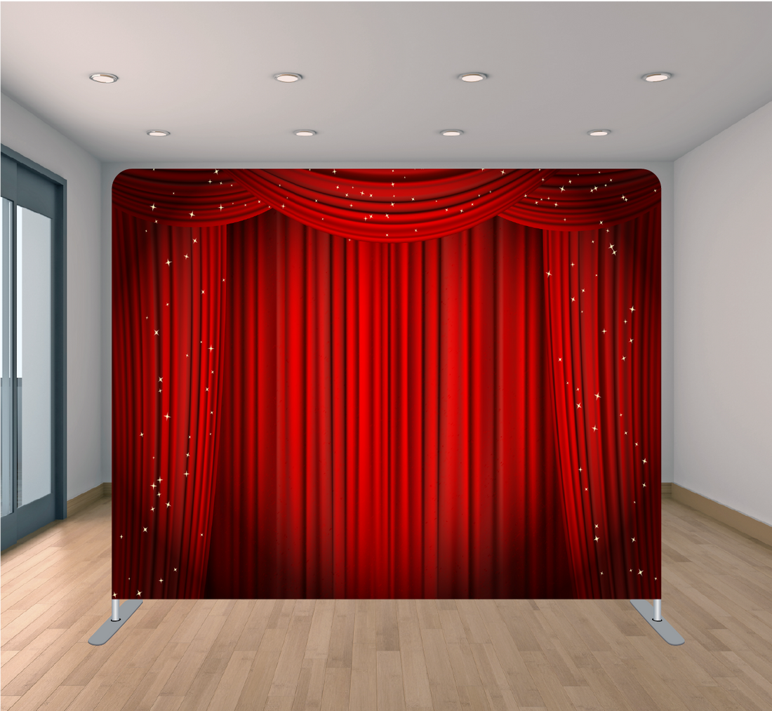 8X8ft Pillowcase Tension Backdrop- Red Curtain