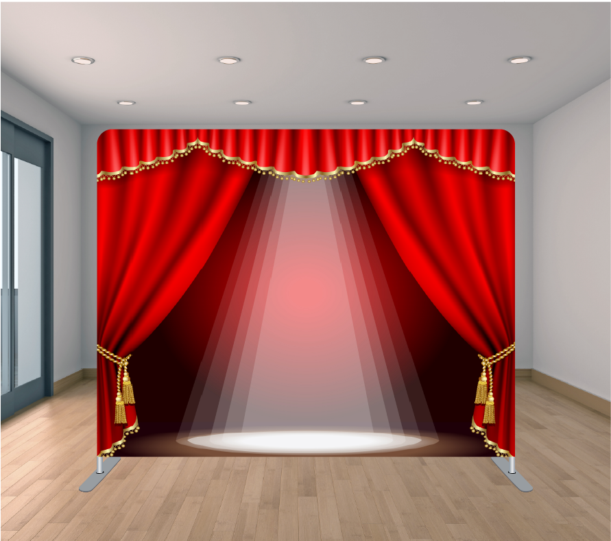 8X8ft Pillowcase Tension Backdrop- Red Curtain Spotlight