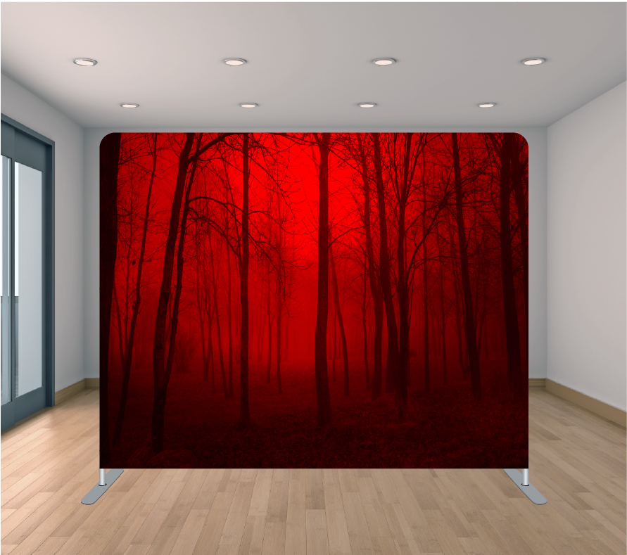 8x8ft Pillowcase Tension Backdrop- Red Forest (Halloween)