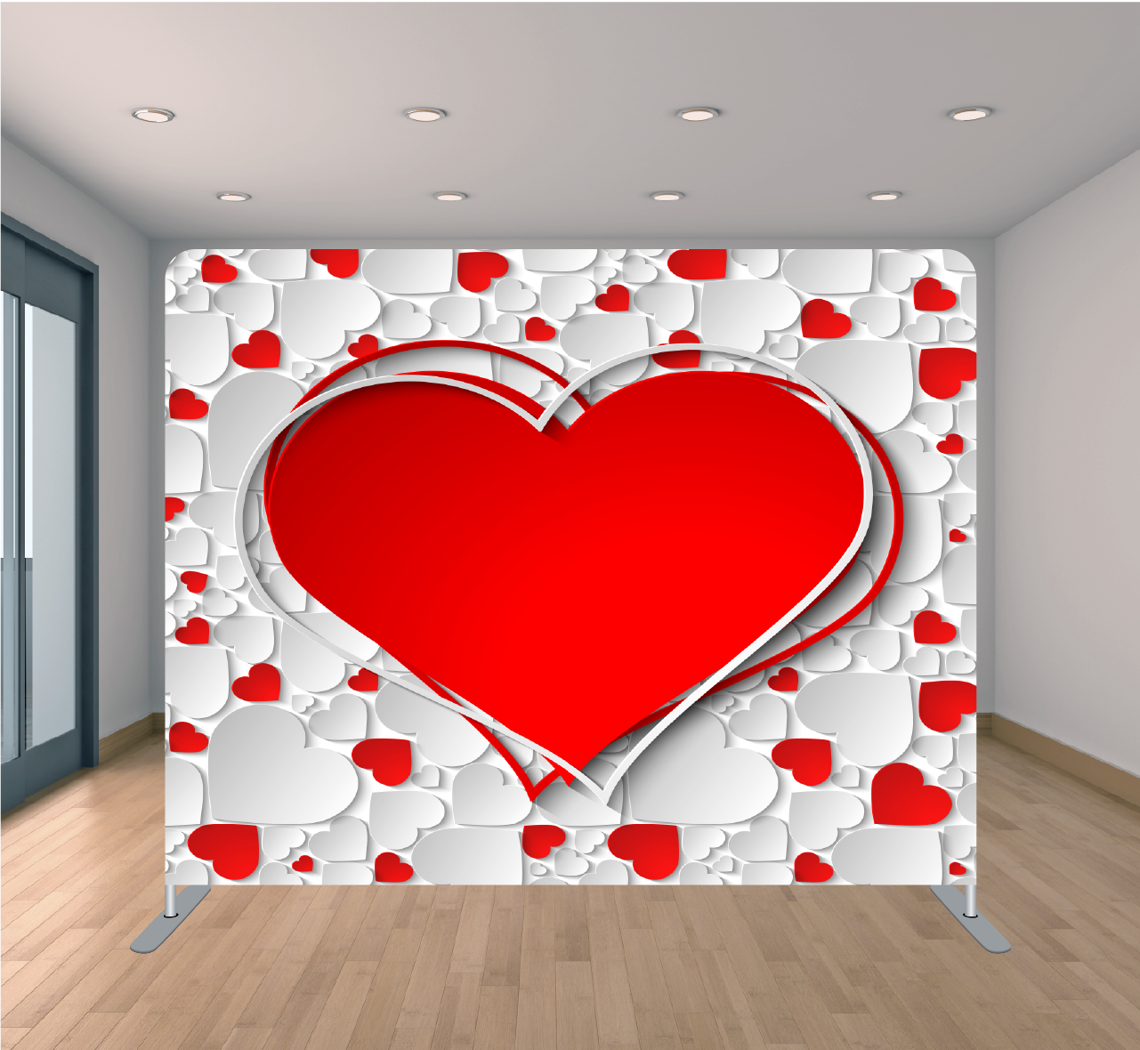 8X8ft Pillowcase Tension Backdrop- Red Heart