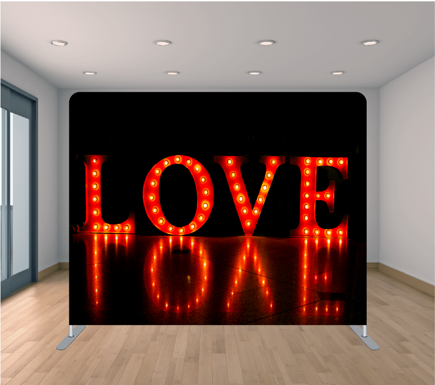 8x8ft Pillowcase Tension Backdrop- Red Love Letters
