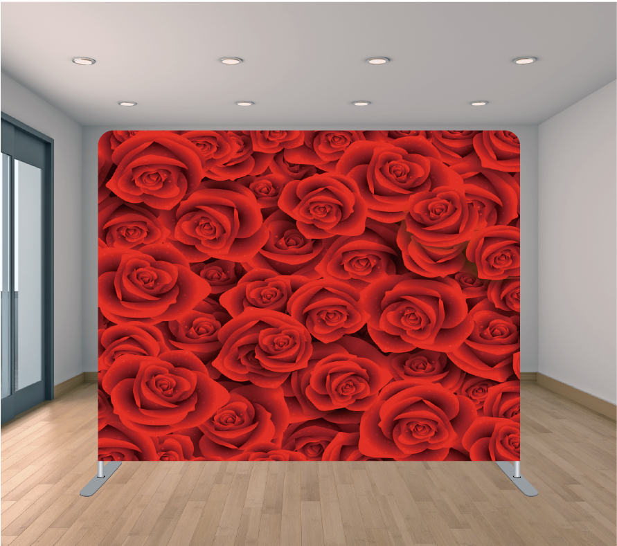 8x8ft Pillowcase Tension Backdrop- Red Roses