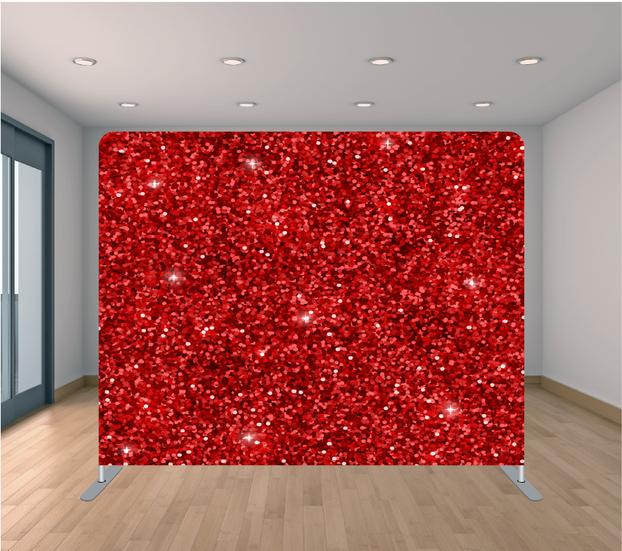 8x8ft Pillowcase Tension Backdrop- Red Sparkle