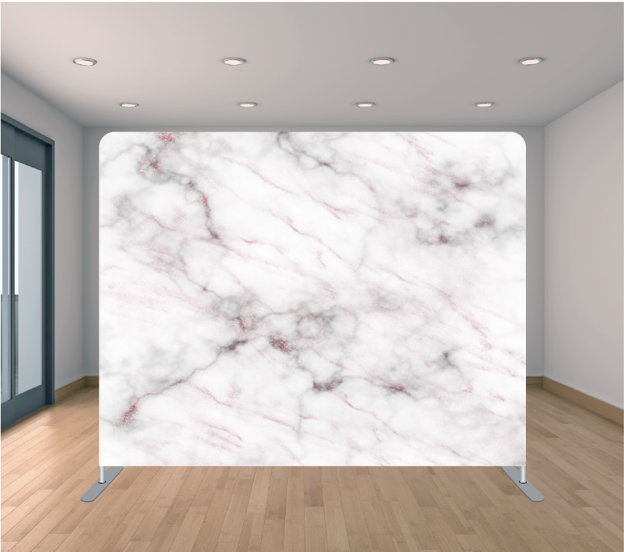 8X8ft Pillowcase Tension Backdrop- Rose Gold Marble 1