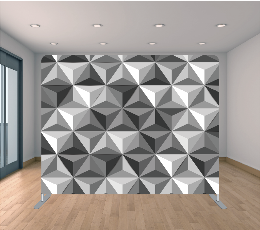 8X8ft Pillowcase Tension Backdrop- Silver Geometric