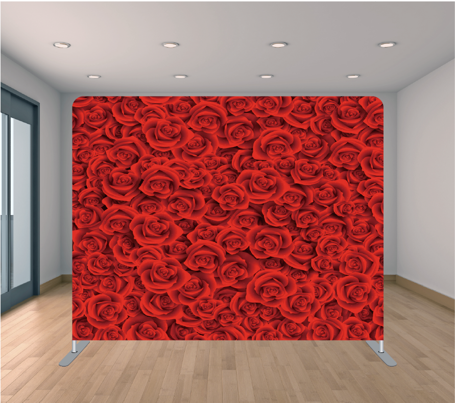 8x8ft Pillowcase Tension Backdrop- Small Red Roses