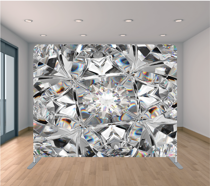 8X8ft Pillowcase Tension Backdrop- Super 3D Crystal Geometric