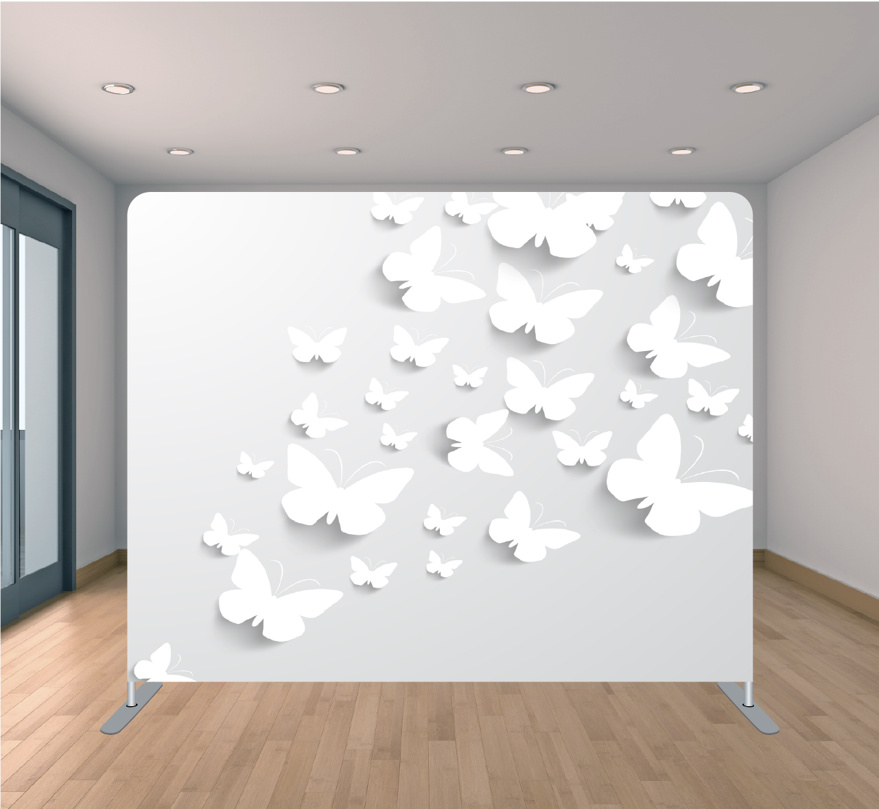 8X8ft Pillowcase Tension Backdrop- White Butterflies