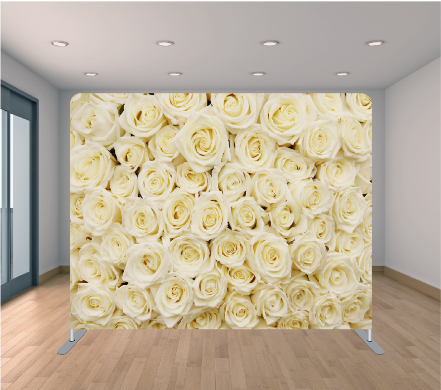 8X8ft Pillowcase Tension Backdrop- White Rose Abstract