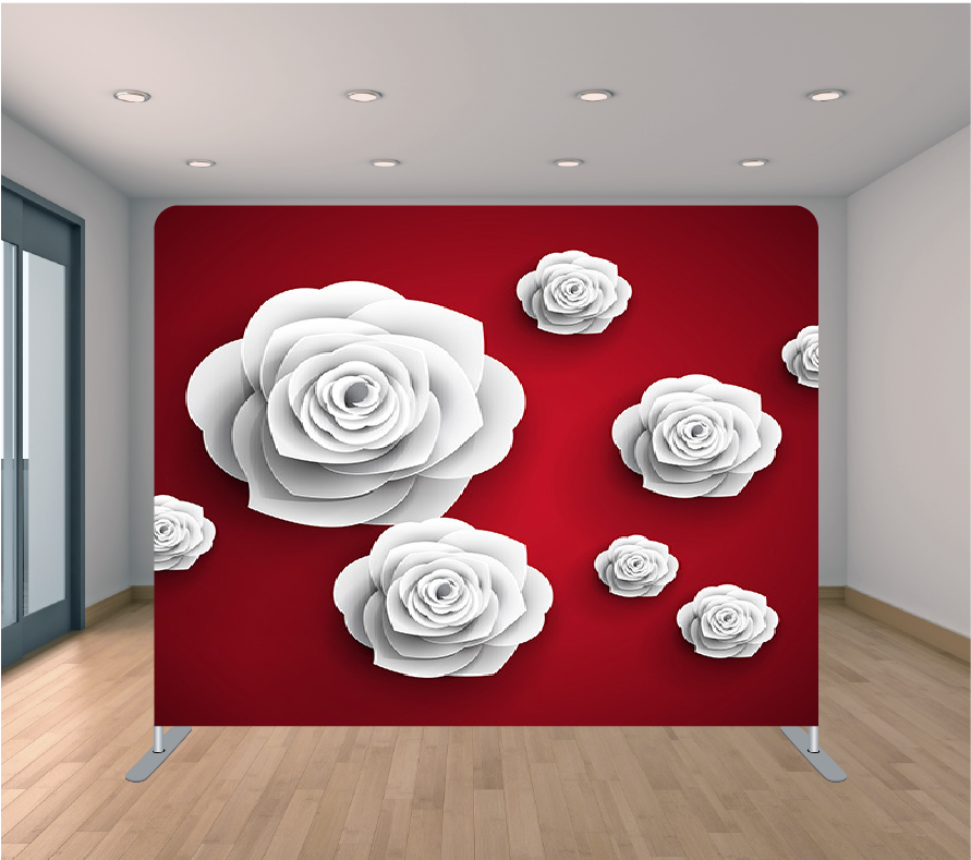 8x8ft Pillowcase Tension Backdrop- White Rose