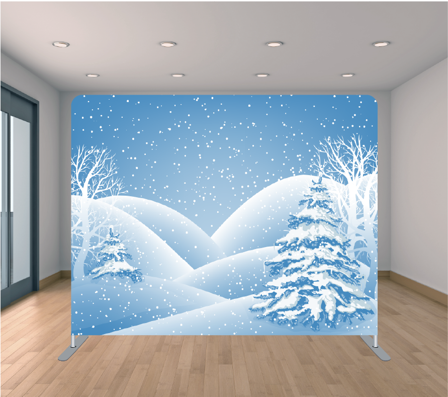 8X8ft Pillowcase Tension Backdrop- Winter Days (Holiday)
